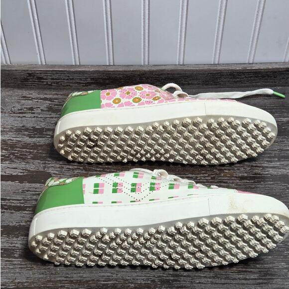 Tory Burch Sport Women's Multicolor Patent Leather Floral Golf Sneaker Size 8.5M - Picture 7 of 7